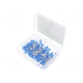 Kit: LED | THT | 5mm | 100pcs | blue | 2.7÷3.4V | plastic box | 20mA | 30°