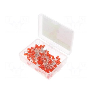 Kit: LED | THT | 5mm | 100pcs | red | 1.8÷2.4V | plastic box | 20mA | 30°