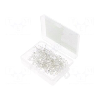 Kit: LED | THT | 5mm | 100pcs | white cold | 2.7÷3.4V | plastic box | 20mA