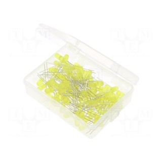 Kit: LED | THT | 5mm | 100pcs | yellow | 1.8÷2.4V | plastic box | 20mA | 30°