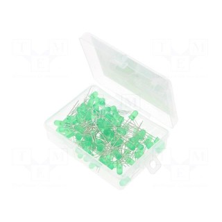 Kit: LED | THT | 5mm | 100pcs | yellow green | 1.8÷2.4V | plastic box