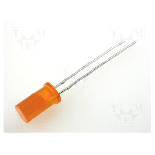 LED | 5mm | orange | 3÷7mcd | 100° | 20mA | 2÷2.5V | Front: flat