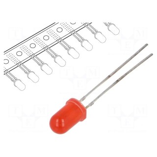 LED | 5mm | red | 10÷15mcd | 30° | Front: convex | 1.8÷2.4V | No.of term: 2