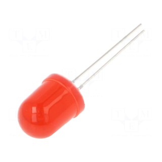 LED | 10mm | red | 1120÷1560mcd | 30° | Front: convex | 12V | No.of term: 2