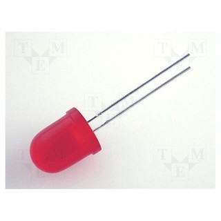 LED | 10mm | red | 40÷150mcd | 60° | Front: convex