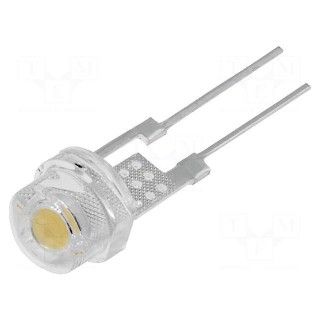 LED | 4.8mm | white warm | 3300mcd | 140° | Front: convex | THT