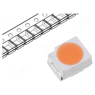 LED | SMD | 3528,PLCC2 | red (tomato) | 1.5÷1.8lm | 3.5x2.8x1.9mm | 120°