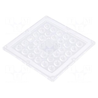 LED lens | square | plexiglass PMMA | transparent | Mounting: screw