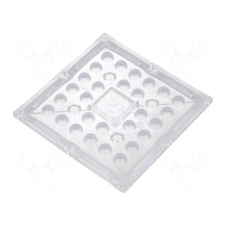 LED lens | square | plexiglass PMMA | transparent | Mounting: screw