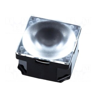 LED lens | square | transparent | 13÷19° | Colour: black | H: 13.1mm