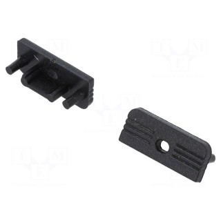 Cap for LED profiles | black | 20pcs | ABS | with hole | SURFACE10