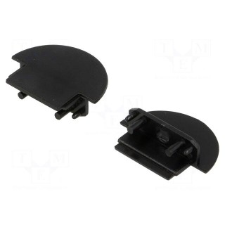 Cap for LED profiles | black | ABS | Application: GROOVE14 | Pcs: 2