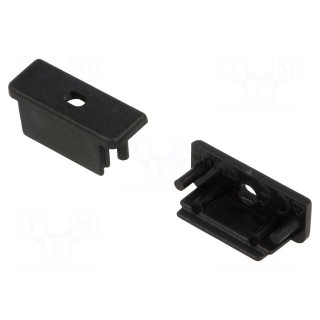 Cap for LED profiles | black | 2pcs | ABS | with hole | SURFACE14