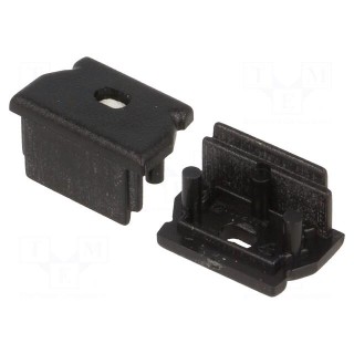 Cap for LED profiles | black | ABS | Application: UNI12 | V: with hole