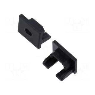 Cap for LED profiles | black | PDS-4-PLUS | with hole