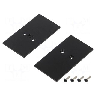 Cap for LED profiles | black | 2pcs | steel | 33.4x62.3x2mm