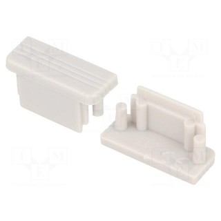 Cap for LED profiles | grey | ABS | Application: SURFACE10 | Pcs: 2