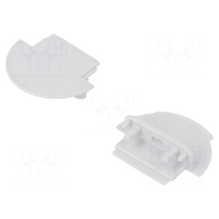 Cap for LED profiles | grey | 2pcs | ABS | with hole | GROOVE14