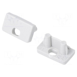 Cap for LED profiles | grey | ABS | Application: SLIM8 | V: with hole