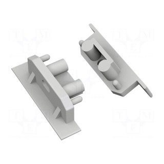 Cap for LED profiles | silver | 2pcs | ABS | GEN2,with hole | GROOVE10