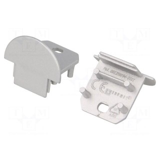 Cap for LED profiles | silver | 2pcs | ABS | with hole | DEEP10