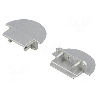 Cap for LED profiles | silver | ABS | Application: GROOVE14 | Pcs: 2
