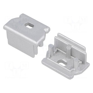 Cap for LED profiles | silver | 2pcs | ABS | with hole | UNI12