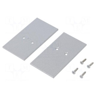 Cap for LED profiles | silver | 2pcs | steel | 33.4x62.3x2mm