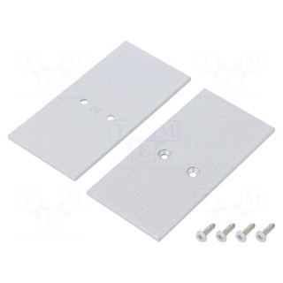 Cap for LED profiles | silver | 2pcs | steel | 33.4x67.5x2mm