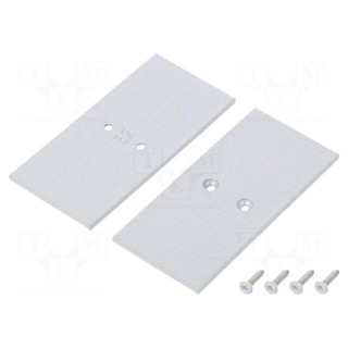 Cap for LED profiles | silver | 2pcs | steel | 33.4x68.8x2mm
