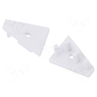 Cap for LED profiles | white | 2pcs | ABS | GEN2,with hole | CORNER10