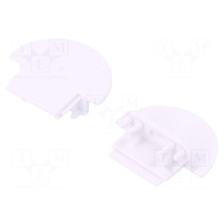 Cap for LED profiles | white | ABS | Application: GROOVE10 | Pcs: 2