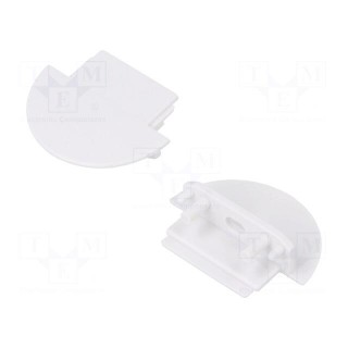 Cap for LED profiles | white | 2pcs | ABS | with hole | GROOVE14