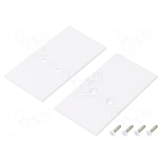 Cap for LED profiles | white | 2pcs | steel | 33.4x62.3x2mm