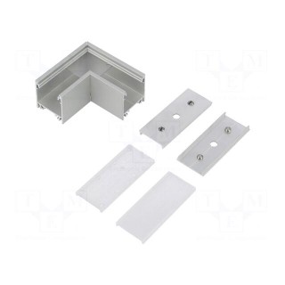 Connector 90° | silver | aluminium,polycarbonate | anodized