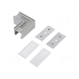 Connector 90° | silver | aluminium,polycarbonate | anodized