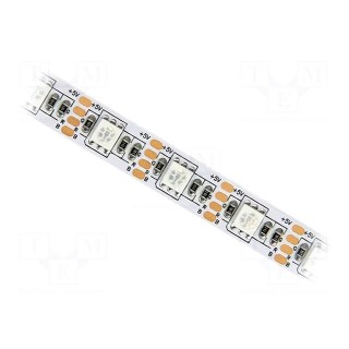 LED tape | RGB | 5050 | 5V | LED/m: 60 | 10mm | white PCB | IP20 | 120° | 12W/m