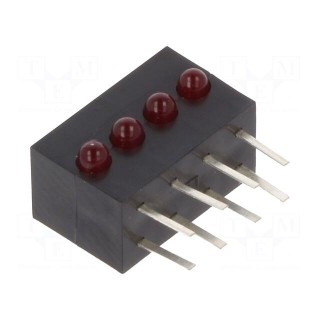 LED | horizontal,in housing | red | 1.8mm | No.of diodes: 4 | 20mA | 40°