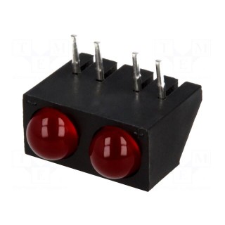 LED | horizontal,in housing | red | 4.8mm | No.of diodes: 2 | 20mA | 60°