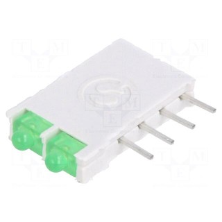 LED | in housing | green | 1.8mm | No.of diodes: 2 | 10mA | 38° | 2.1V
