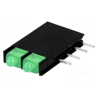 LED | in housing | green | 1.8mm | No.of diodes: 2 | 20mA | 70° | 2.2÷2.5V
