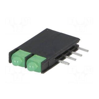 LED | in housing | green | 1.8mm | No.of diodes: 2 | 20mA | 70° | 2.2÷2.5V