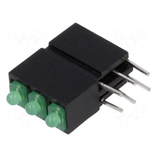 LED | in housing | green | 1.8mm | No.of diodes: 3 | 20mA | 70° | 5÷17mcd