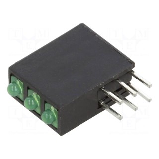 LED | in housing | green | 1.8mm | No.of diodes: 3 | 20mA | Lens: diffused