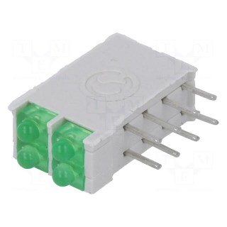 LED | in housing | green | 1.8mm | No.of diodes: 4 | 10mA | 38° | 2.1V