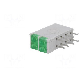 LED | in housing | green | 1.8mm | No.of diodes: 4 | 10mA | 38° | 2.1V