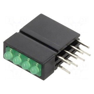 LED | in housing | green | 1.8mm | No.of diodes: 4 | 20mA | 70° | 5÷17mcd