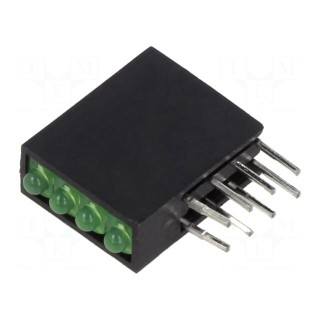 LED | in housing | green | 1.8mm | No.of diodes: 4 | 2mA | Lens: diffused