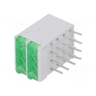 LED | in housing | green | 1.8mm | No.of diodes: 8 | 10mA | 38° | 2.1V