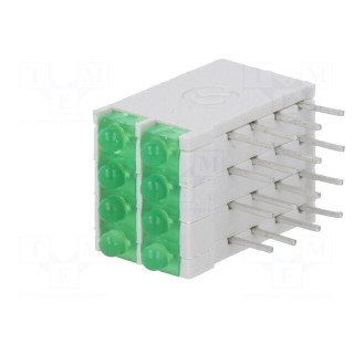 LED | in housing | green | 1.8mm | No.of diodes: 8 | 10mA | 38° | 2.1V